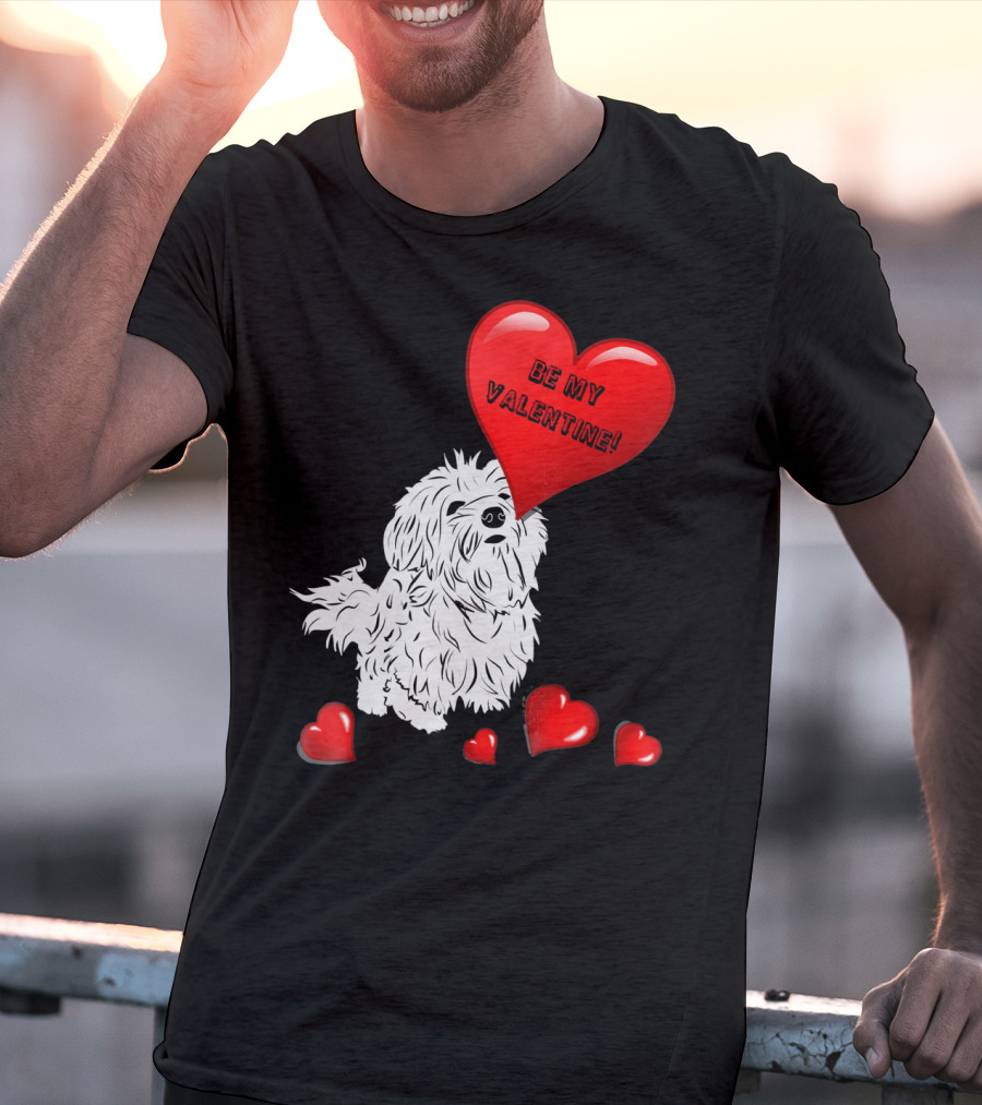 Be My Valentine Maltese Dogs In Love With Red Hearts T-Shirt