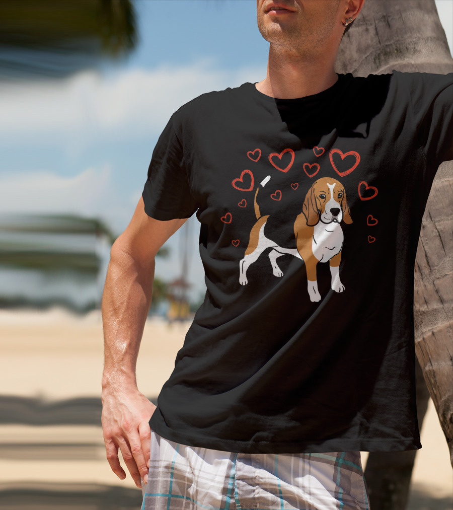Beagle Surrounded By Hearts Valentine T-Shirt