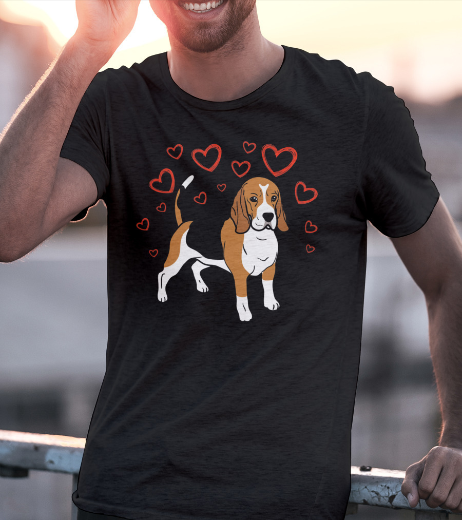 Beagle Surrounded By Hearts Valentine T-Shirt