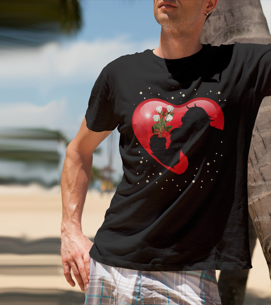 Bigfoot Red Heart White Flower Valentine's Day T-Shirt