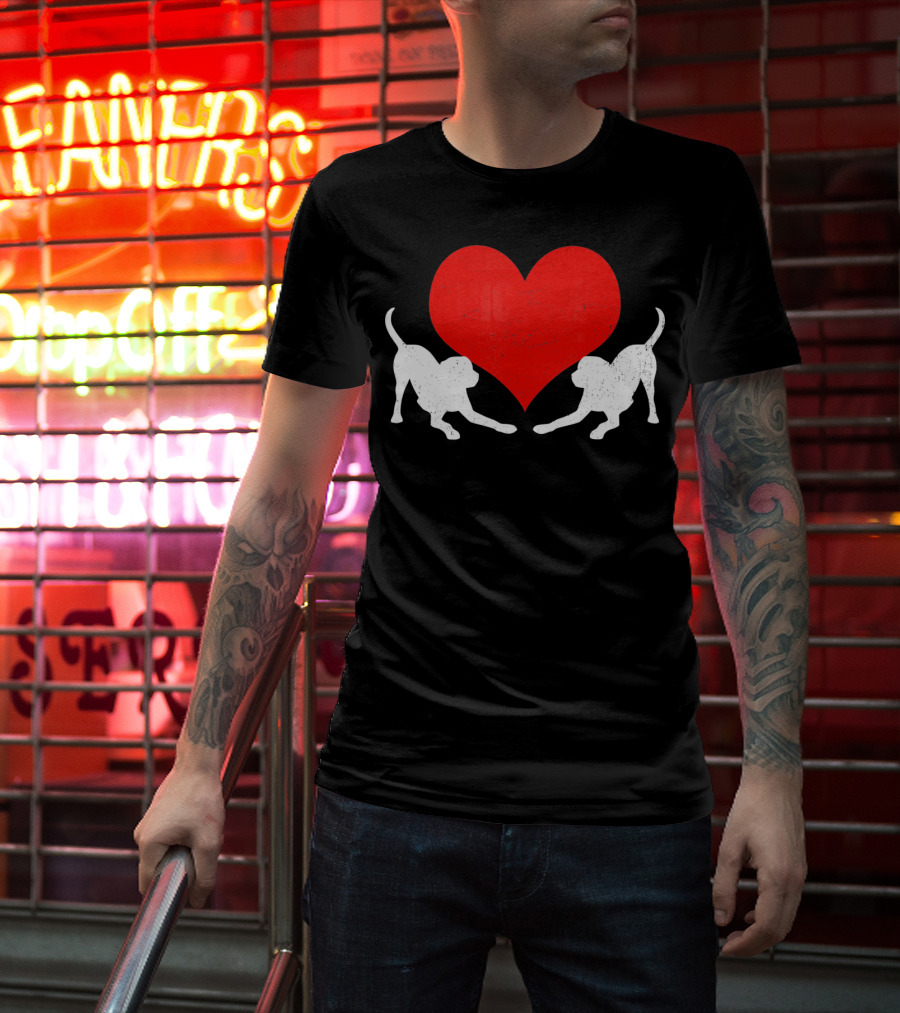 Valentine's Day Black Mouth Cur With Heart T-Shirt