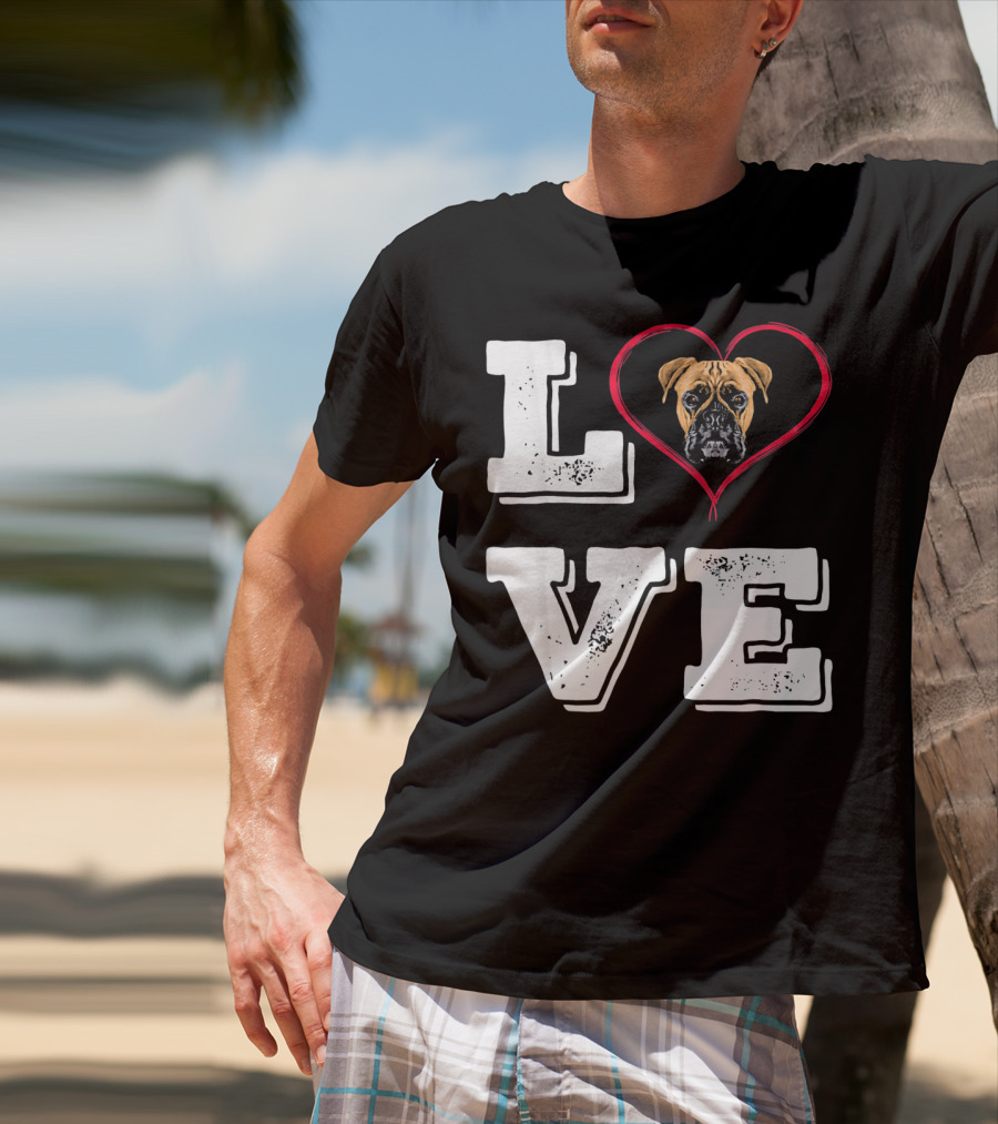 Boxer Dog Love Heart Va Dog Mom T-Shirt