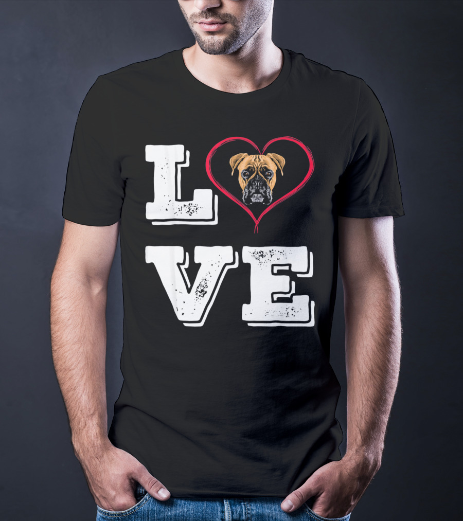 Boxer Dog Love Heart Va Dog Mom T-Shirt
