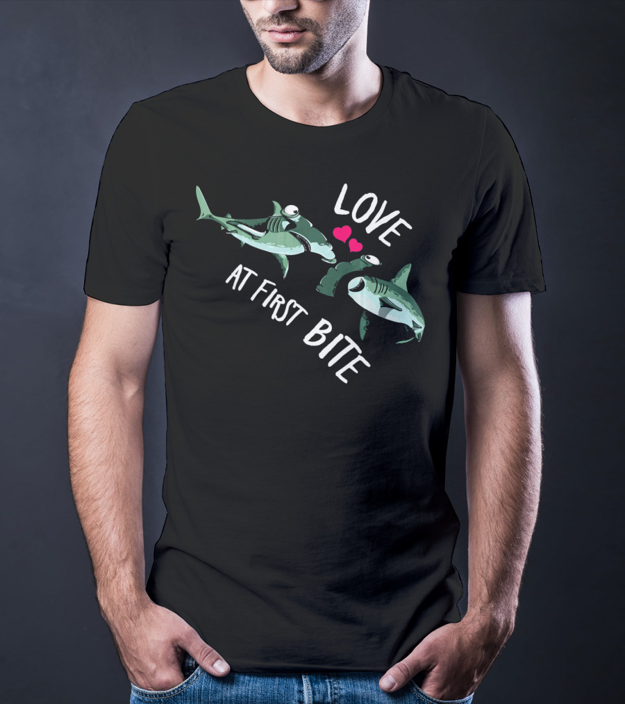 Boys Valentines Day Love At First Bite Shark Valent T-Shirt