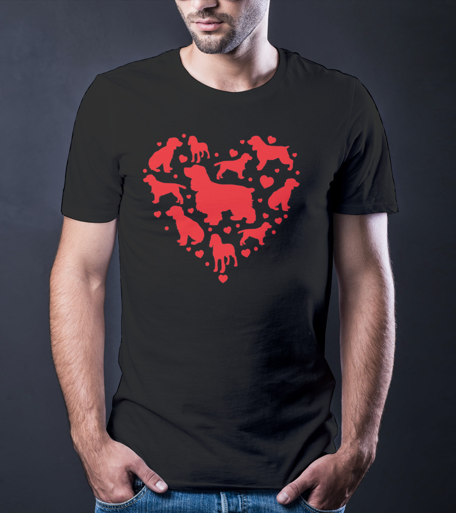 Cocker Spaniel Heart Silhouette Valentines Day T-Shirt