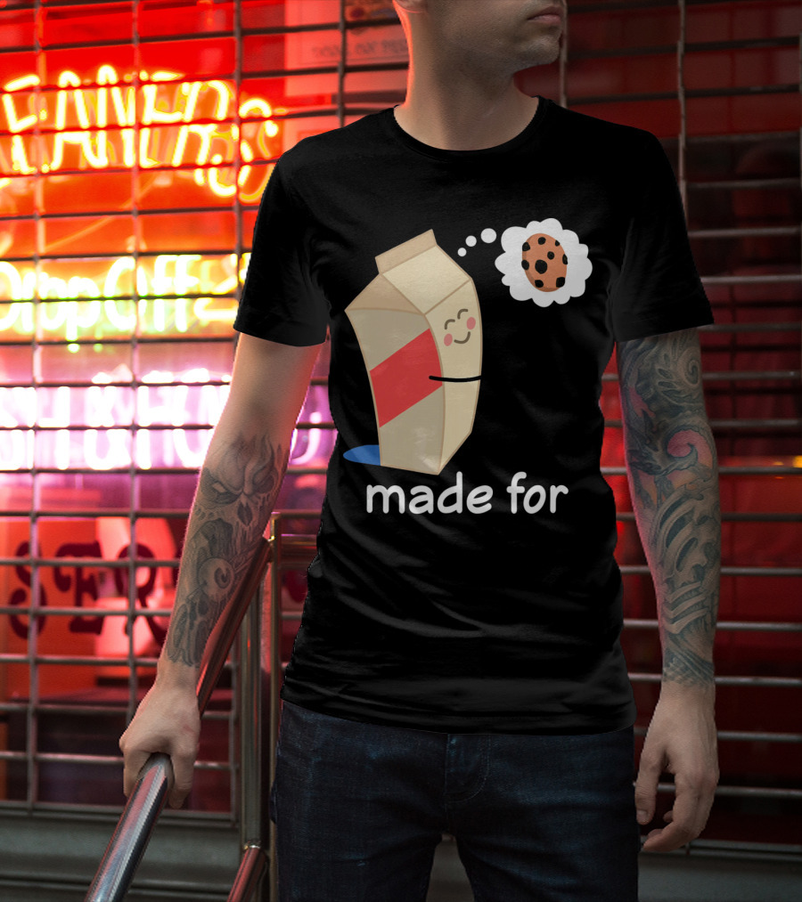 Couples Valentines Day Matching Made For Milk And Cookie T-Shirt