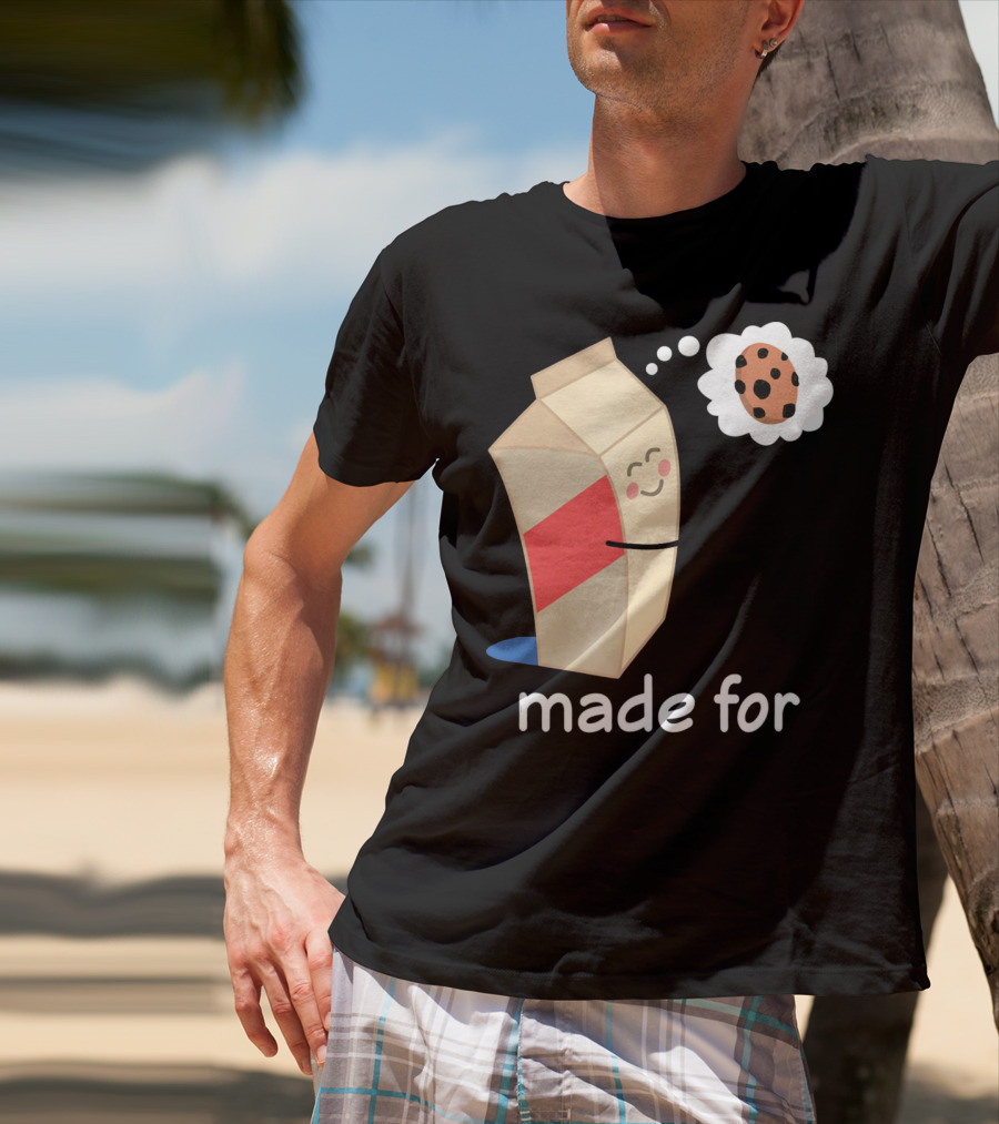 Couples Valentines Day Matching Made For Milk And Cookie T-Shirt