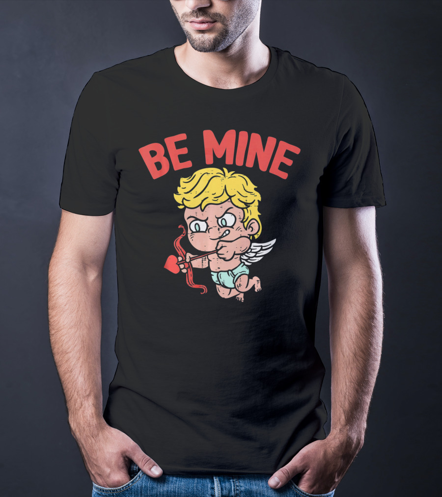 Be Mine Funny Valentine's Day Cupid With Bow And Heart Arrow T-Shirt