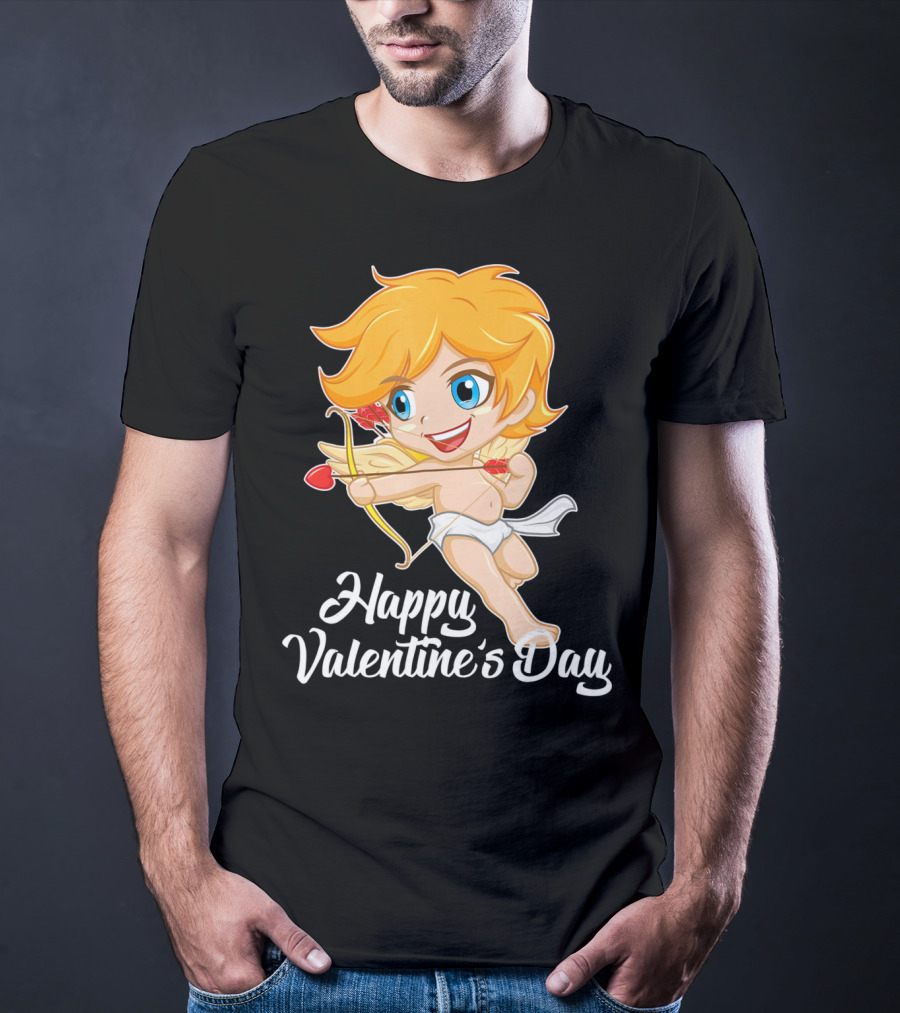Happy Valentine's Day Cupid Bow And Heart Arrow T-Shirt