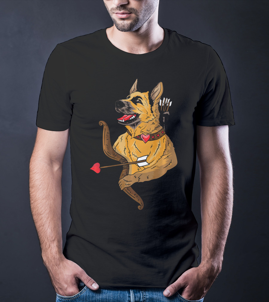 Cupid German Shepherd With Bow And Heart Arrow Dog Lovers T-Shirt