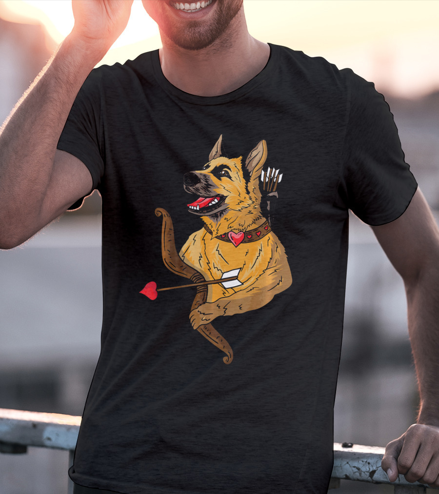 Cupid German Shepherd With Bow And Heart Arrow Dog Lovers T-Shirt