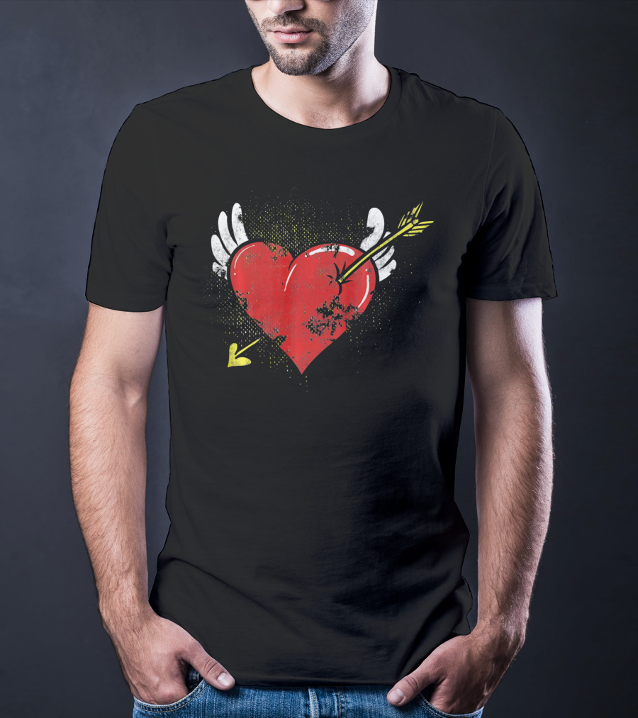 Cupid Valentine Heart With Arrow And Wings Matching Coup T-Shirt