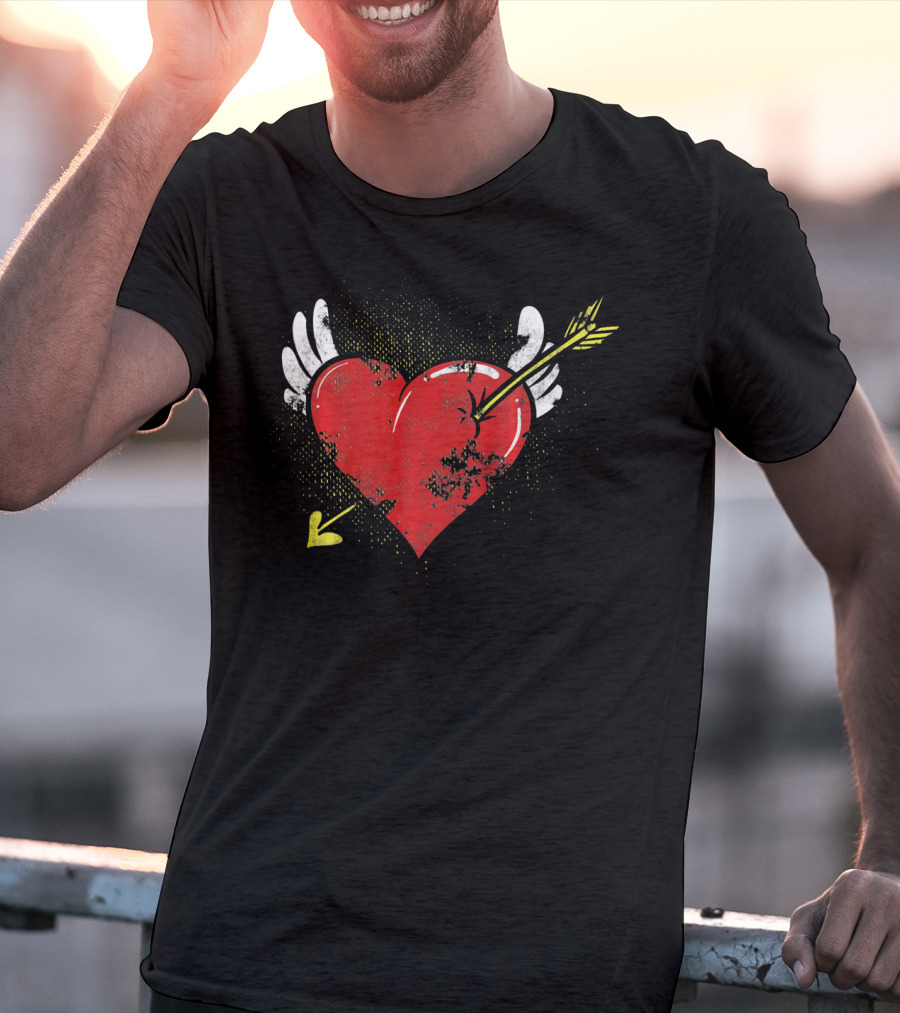 Cupid Valentine Heart With Arrow And Wings Matching Coup T-Shirt