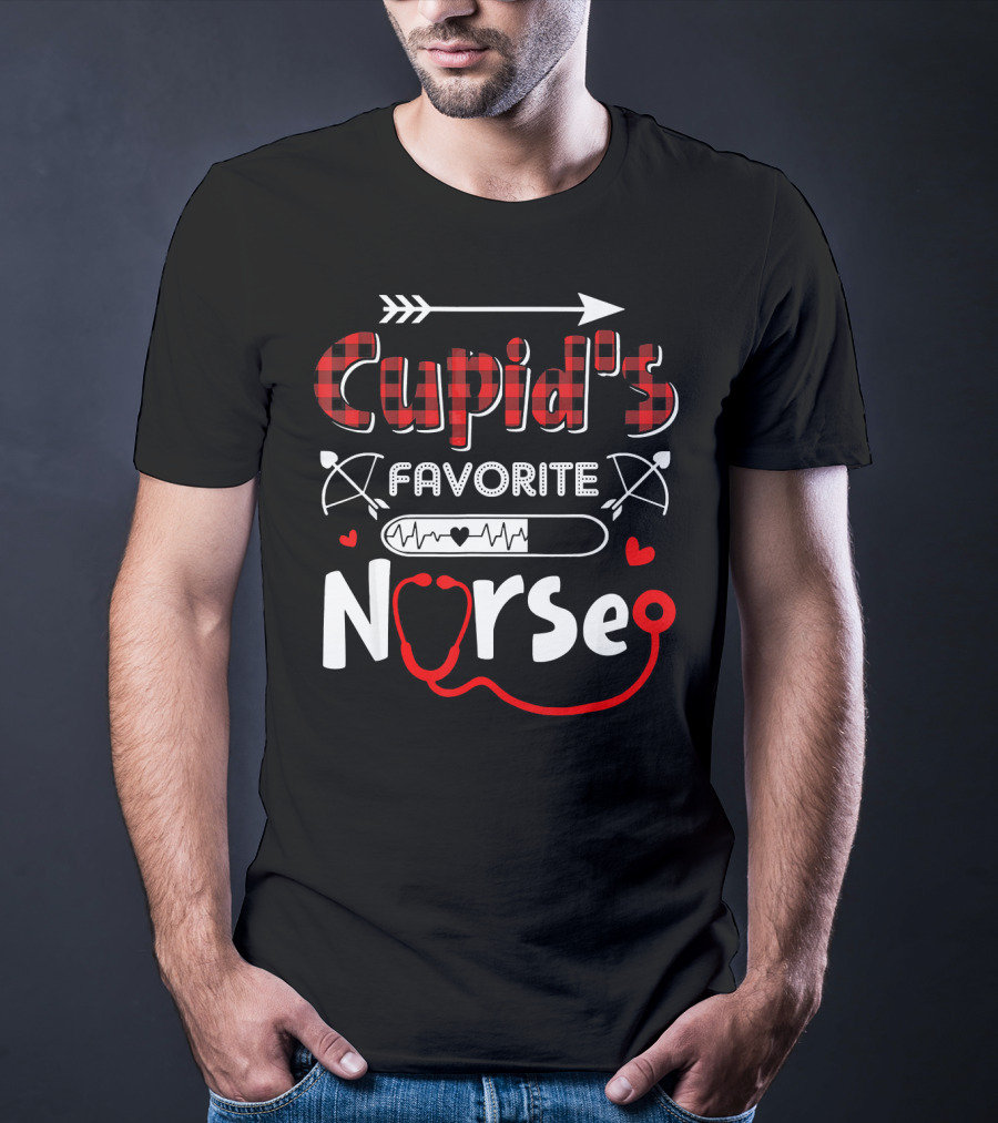 Cupid's Favorite Nurse Valentine's Day Heart Stethoscope And Arrow T-Shirt