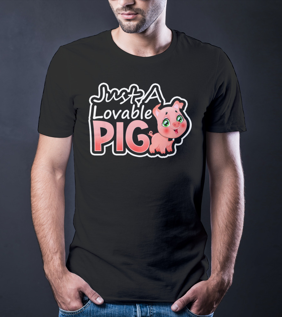 Just A Lovable Pig Cute Couple Valentines Day T-Shirt