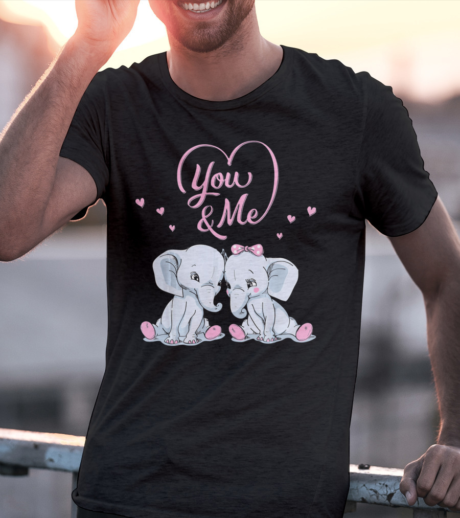You And Me Cute Couple Elephants In Love Valentines T-Shirt