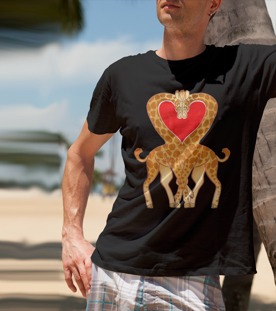 Cute Heart Giraffe Funny Valentine T-Shirt