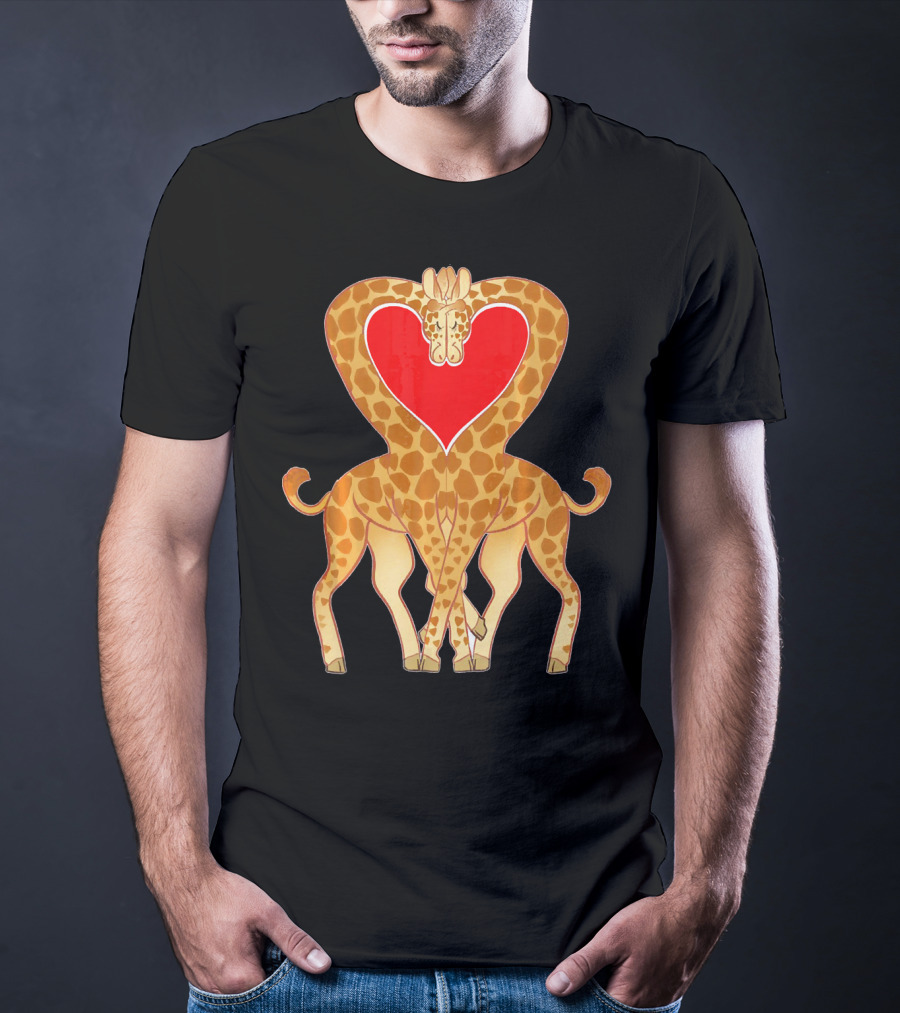 Cute Heart Giraffe Funny Valentine T-Shirt