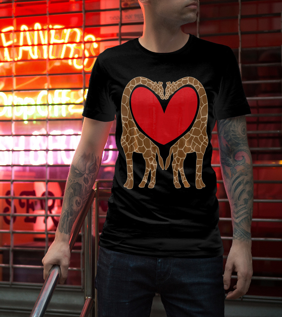 Cute Giraffe Heart Shape Valentine Fun T-Shirt