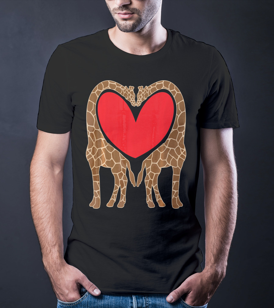 Cute Giraffe Heart Shape Valentine Fun T-Shirt