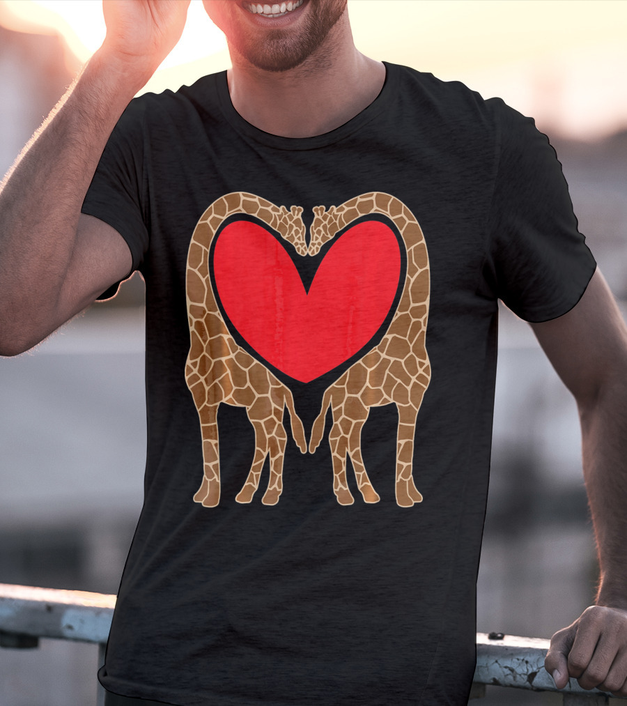 Cute Giraffe Heart Shape Valentine Fun T-Shirt