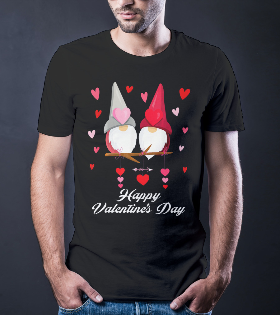 Happy Valentine's Day Cute Gnomes Hearts T-Shirt