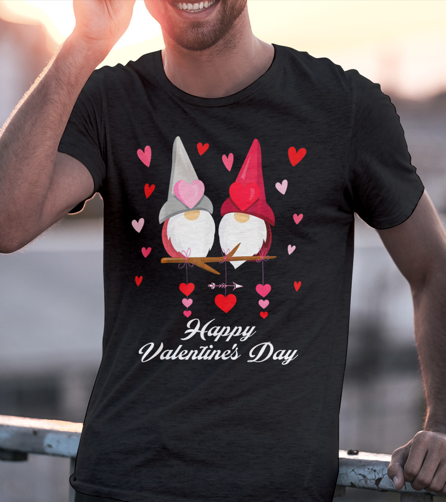 Happy Valentine's Day Cute Gnomes Hearts T-Shirt