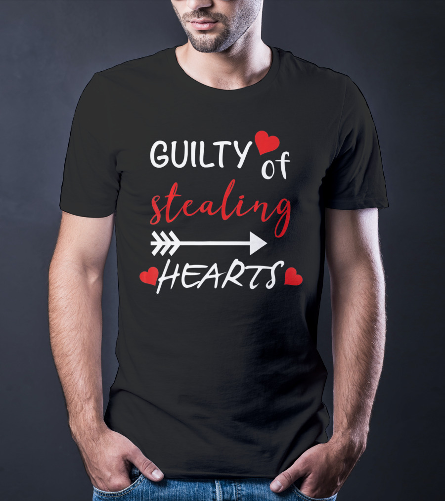 Guilty Of Stealing Hearts Cute Heart Valentines Day T-Shirt