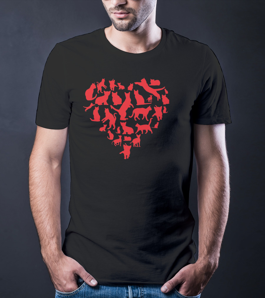 Cute Kids Valentines Day Cat Heart T-Shirt