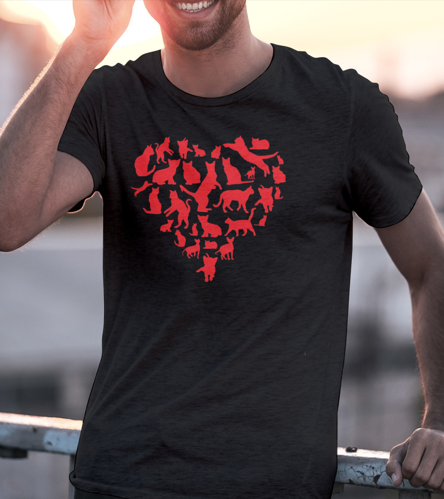 Cute Kids Valentines Day Cat Heart T-Shirt