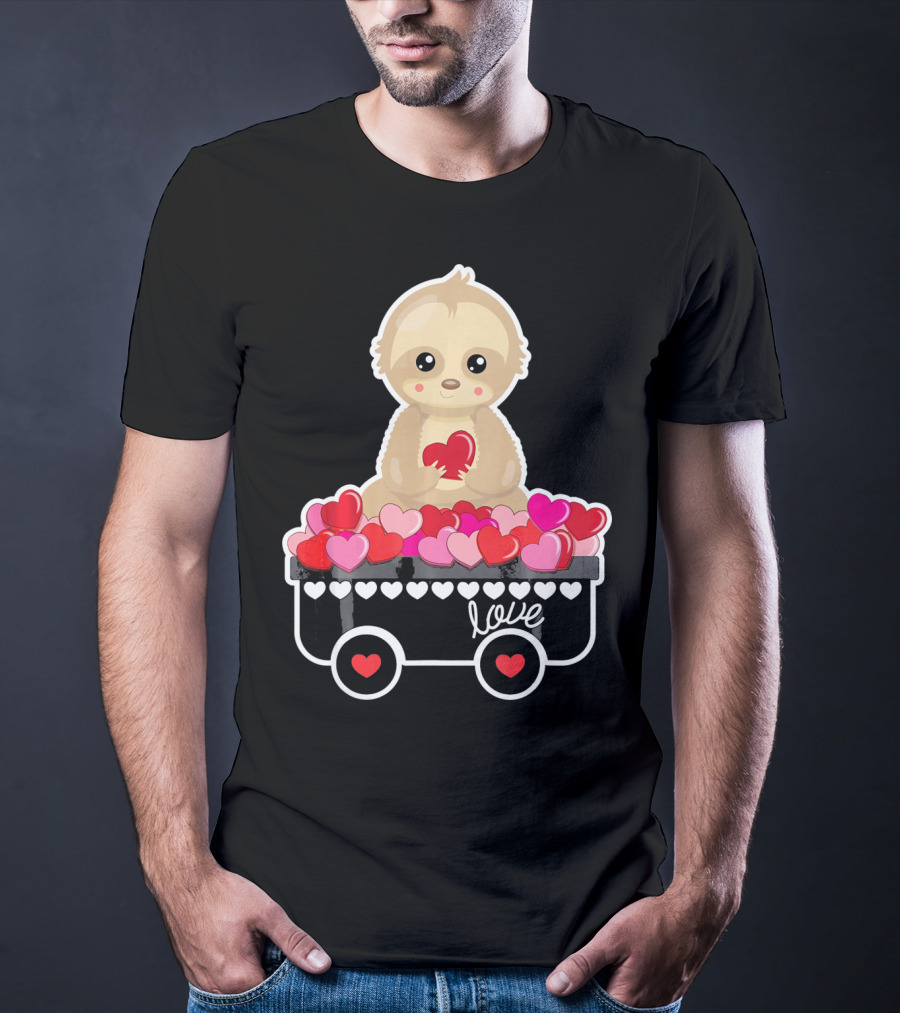 Valentine's Day Love Sloth With Heart Cart T-Shirt
