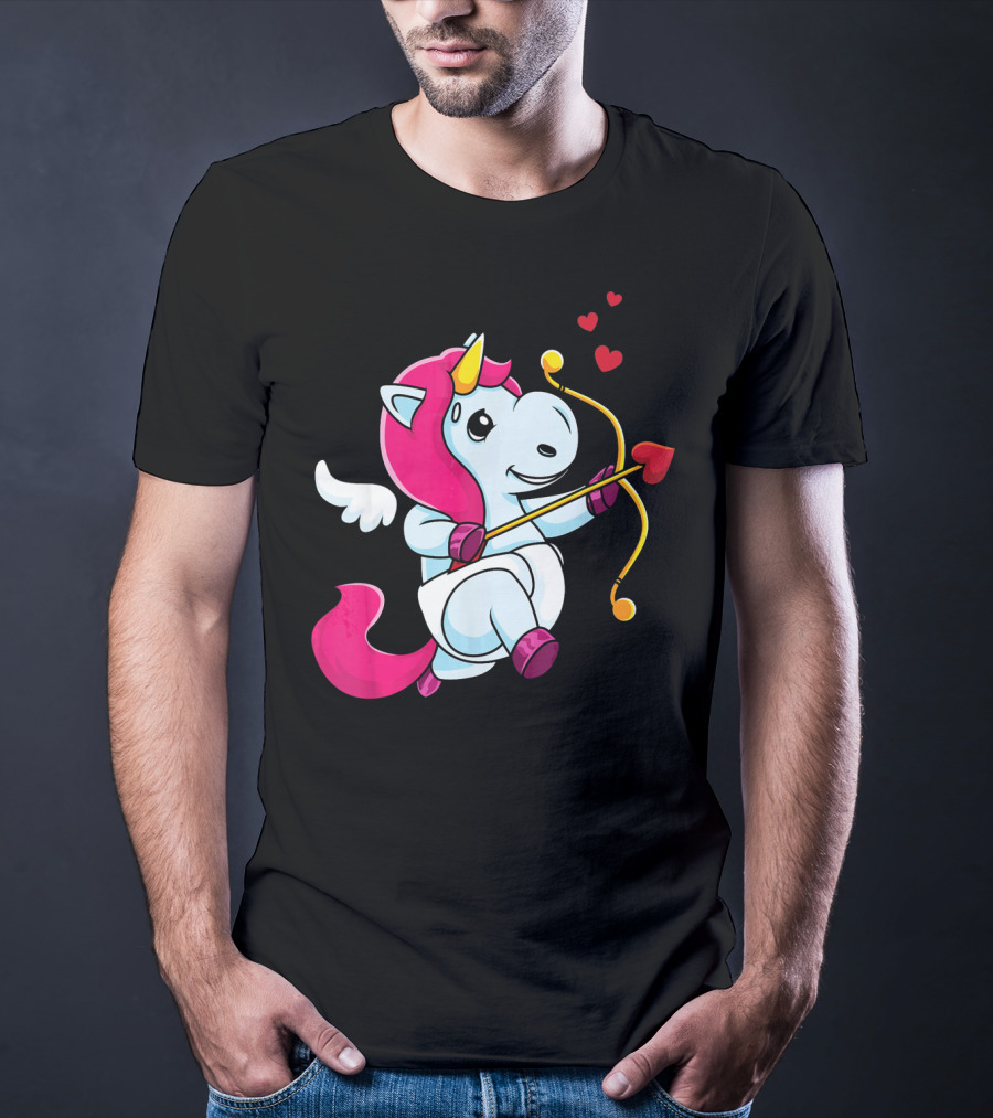 Cupid Unicorn Love Valentines Day Hearts T-Shirt
