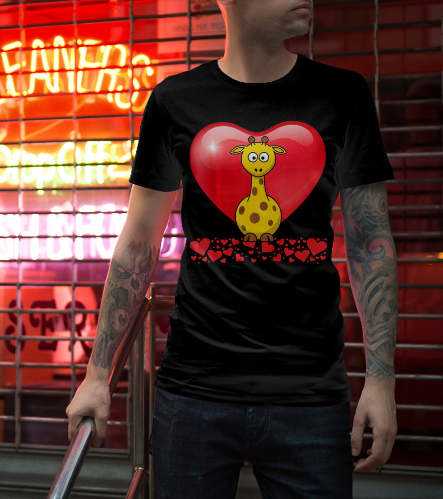 Cute Valentine's Day Heart Giraffe Valentin T-Shirt