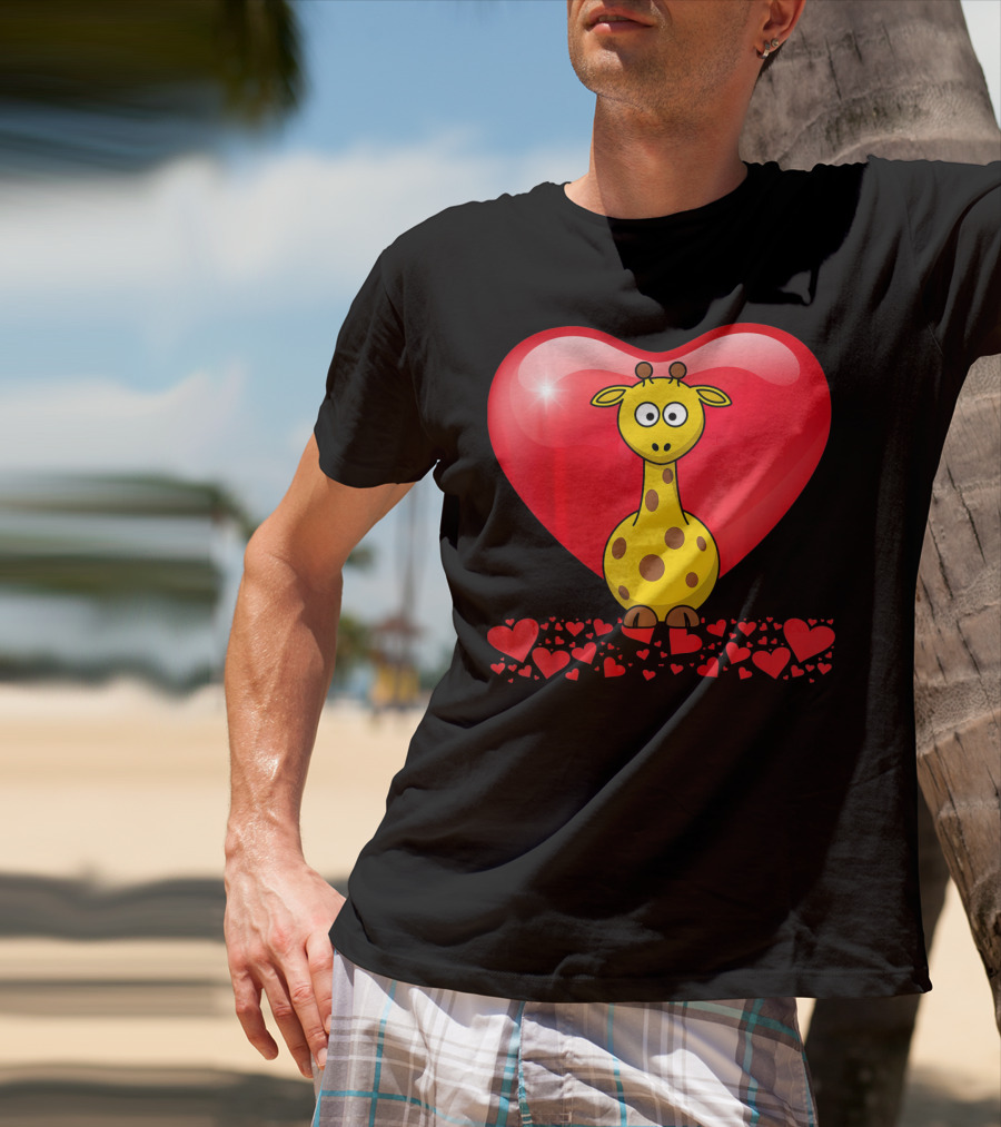 Cute Valentine's Day Heart Giraffe Valentin T-Shirt