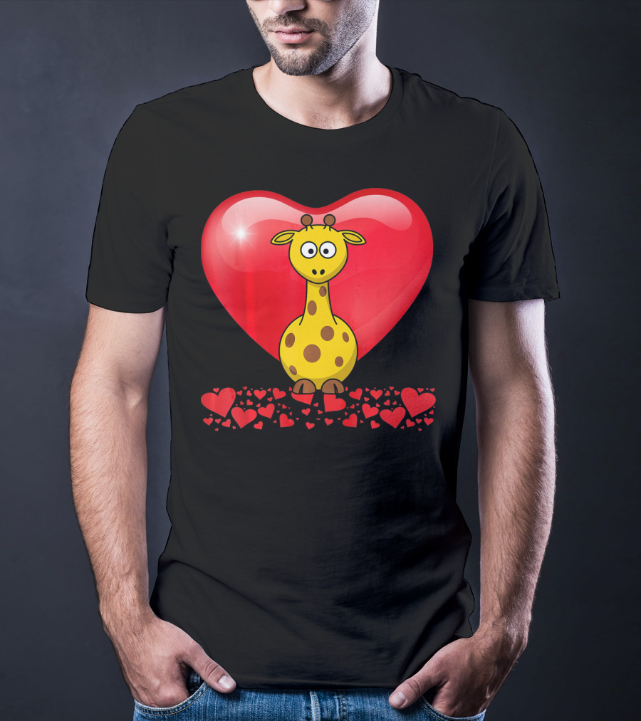 Cute Valentine's Day Heart Giraffe Valentin T-Shirt