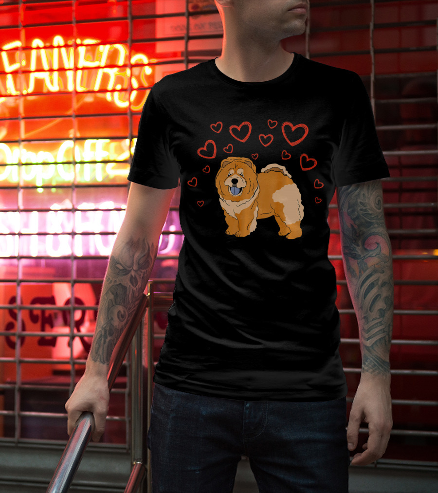 Chow Chow Surrounded By Hearts Valentine Love T-Shirt