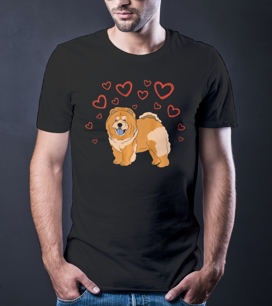 Chow Chow Surrounded By Hearts Valentine Love T-Shirt
