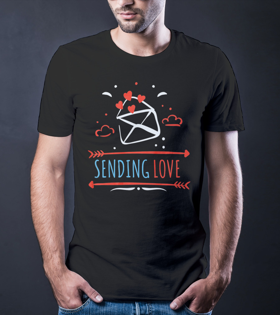 Sending Love Valentines Day Hearts Envelope T-Shirt