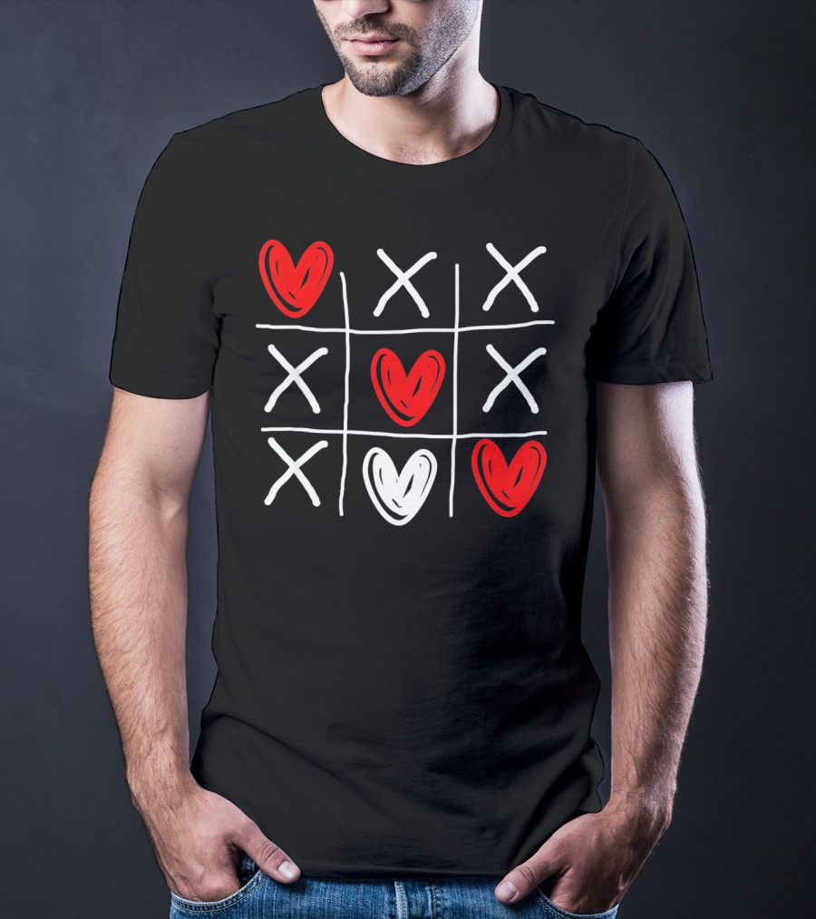 Cute Hearts Tic Tac Toe Valentines Day T-Shirt