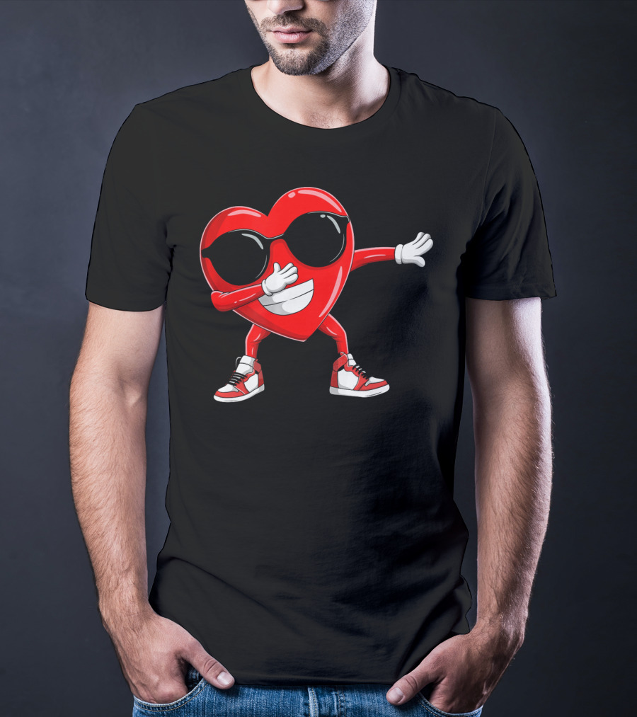 Dabbing Heart With Sunglasses Valentine's Day Cute T-Shirt
