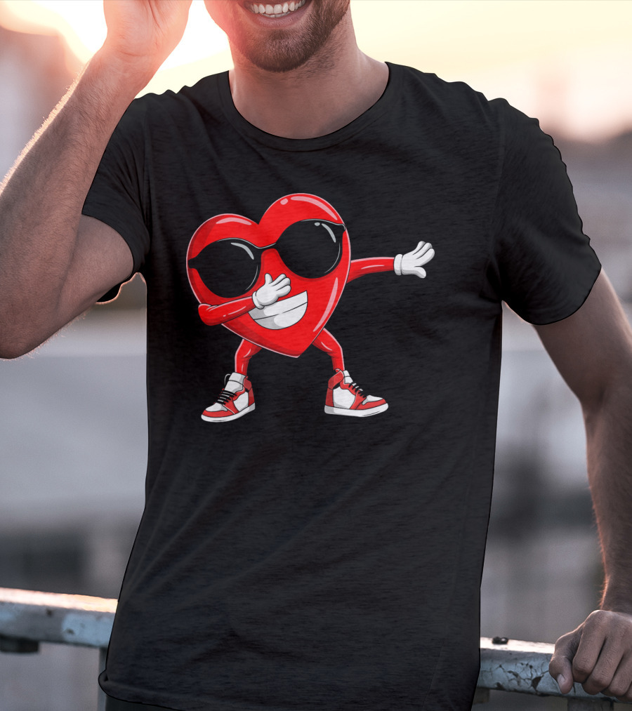 Dabbing Heart With Sunglasses Valentine's Day Cute T-Shirt