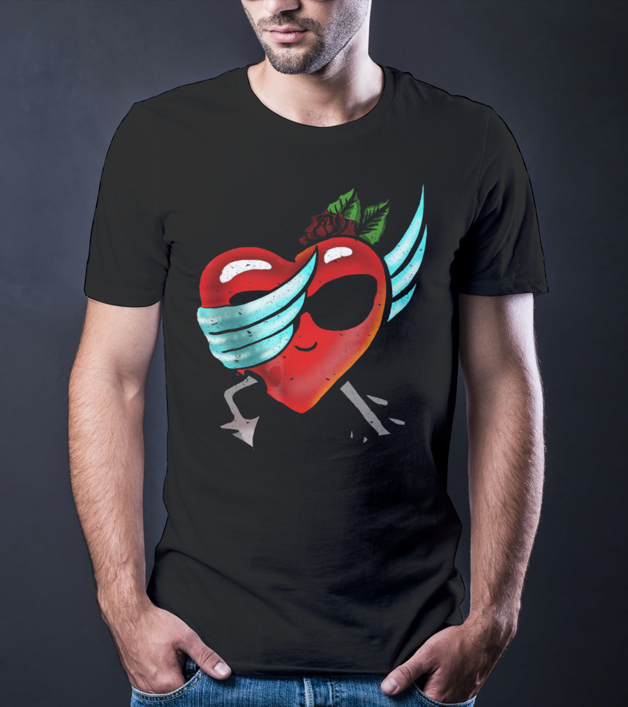 Playful Dabbing Heart With Wings Funny Valentines Day T-Shirt