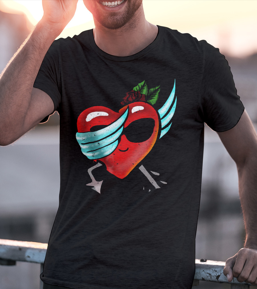 Playful Dabbing Heart With Wings Funny Valentines Day T-Shirt