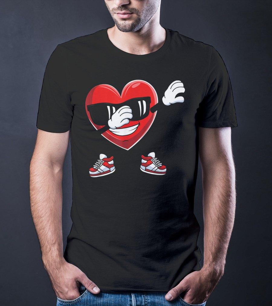 Dabbing Heart With Sunglasses Sneaker Dance T-Shirt