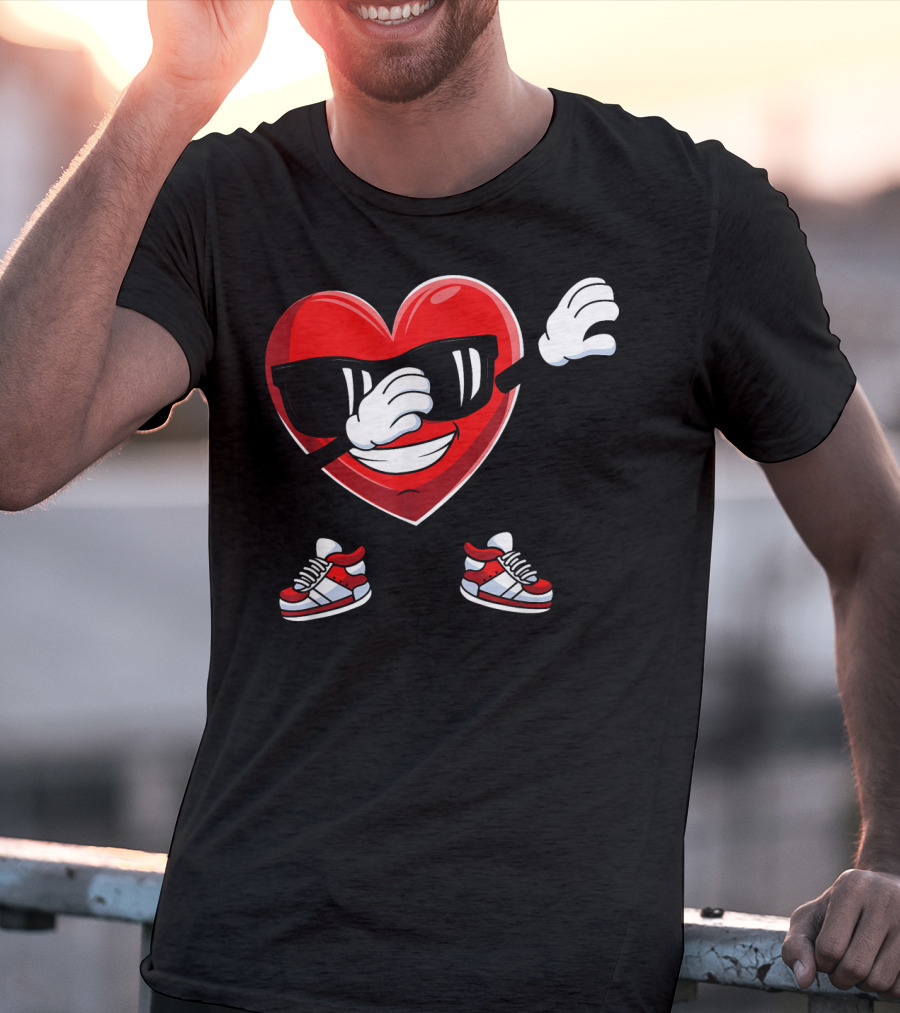 Dabbing Heart With Sunglasses Sneaker Dance T-Shirt