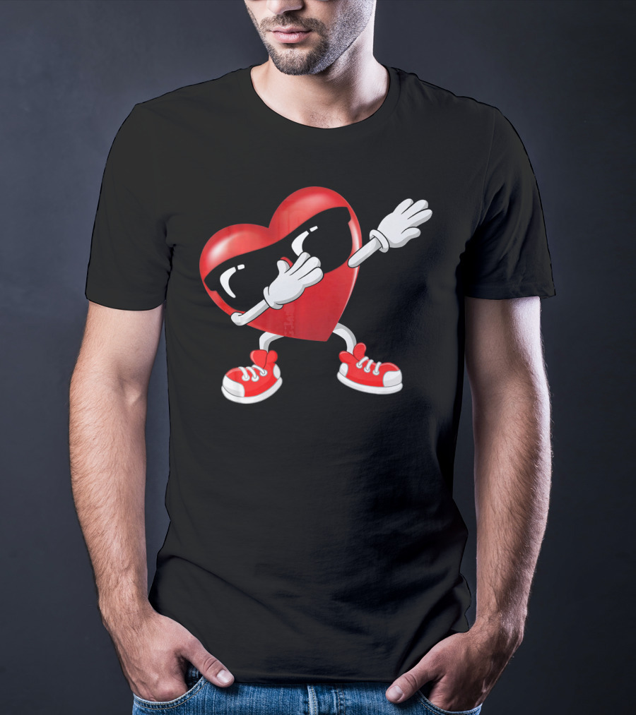 Dabbing Heart Sunglasses Valentines Day Boy T-Shirt
