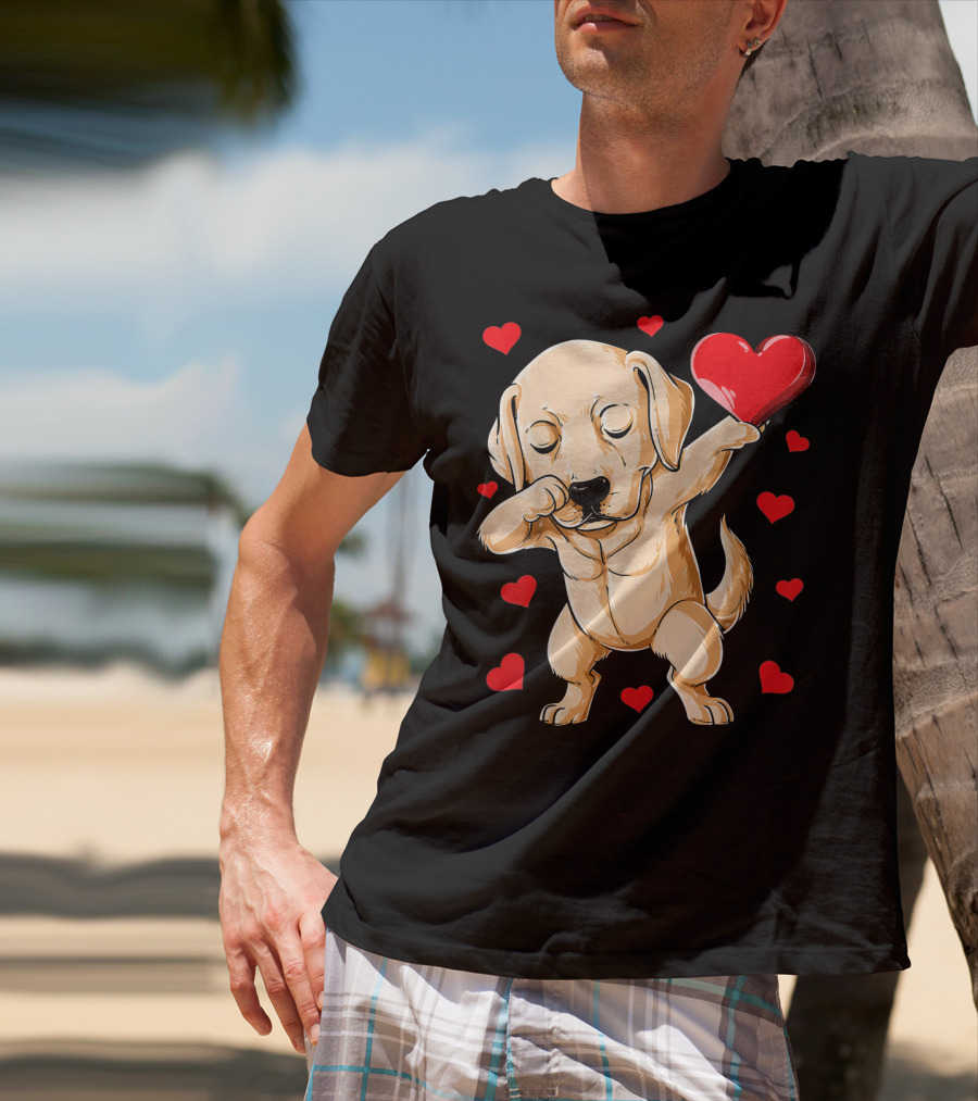 Dabbing Labrador Valentine's Day Heart Dance T-Shirt