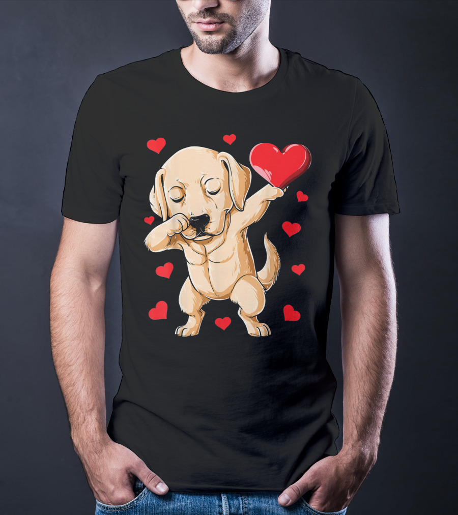 Dabbing Labrador Valentine's Day Heart Dance T-Shirt