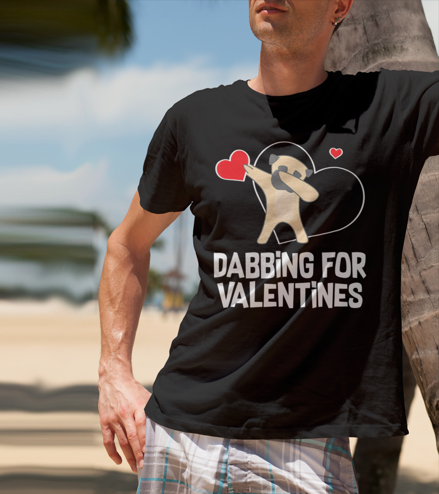 Dabbing Pug For Valentines Hearts Cute T-Shirt
