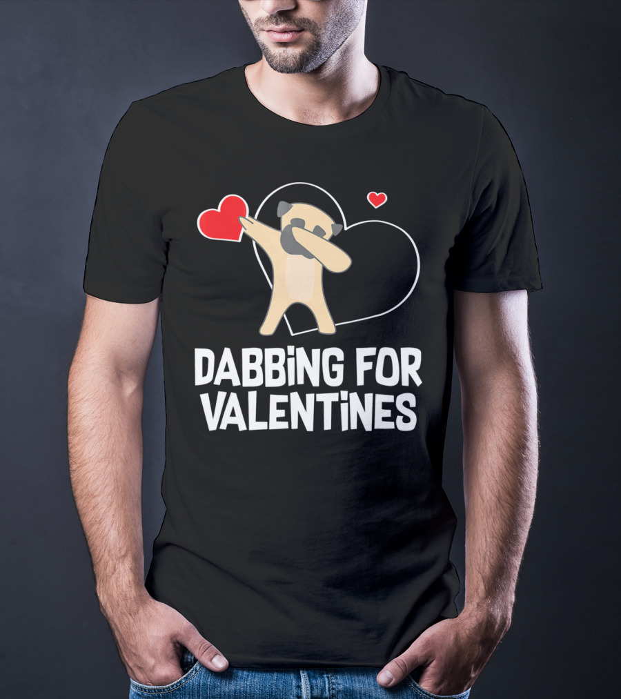Dabbing Pug For Valentines Hearts Cute T-Shirt